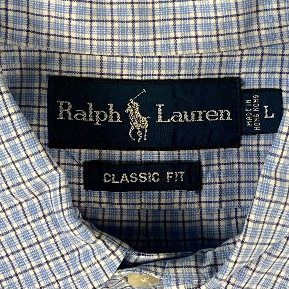 Polo Ralph Lauren Shirt Men L Red White Blue Tartan Plaid Button Up Classic Fit - Picture 3 of 7